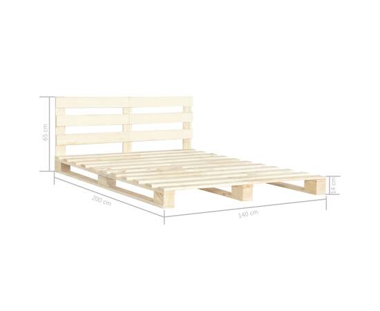 Cadru de pat din paleți, 140 x 200 cm, lemn masiv de pin, 7 image
