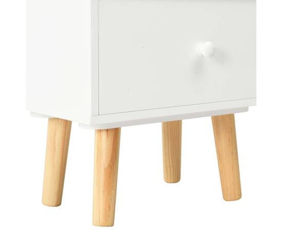 Noptiere, 2 buc., alb, 40 x 30 x 50 cm, lemn masiv de pin, 7 image