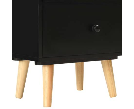 Noptiere, 2 buc., negru, 40 x 30 x 50 cm, lemn masiv de pin, 7 image