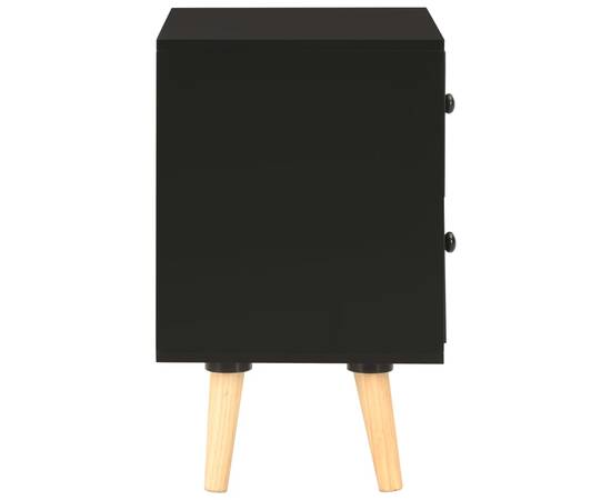 Noptiere, 2 buc., negru, 40 x 30 x 50 cm, lemn masiv de pin, 5 image