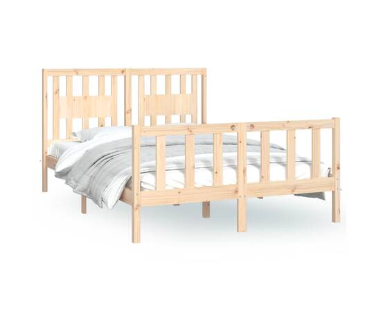 Cadru de pat cu tăblie, 120x200 cm, lemn masiv de pin, 2 image