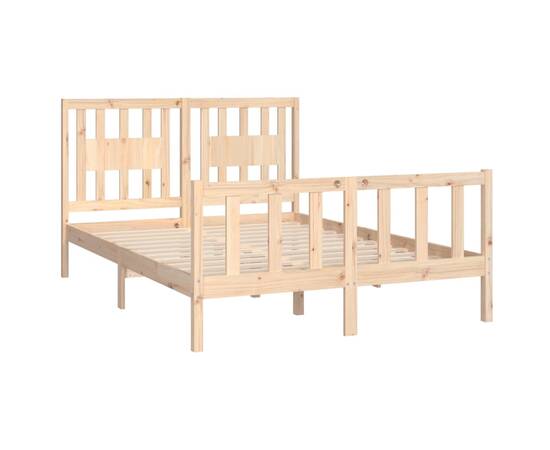 Cadru de pat cu tăblie, 120x200 cm, lemn masiv de pin, 4 image