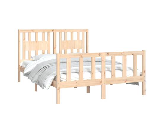 Cadru de pat cu tăblie, 120x200 cm, lemn masiv de pin, 3 image