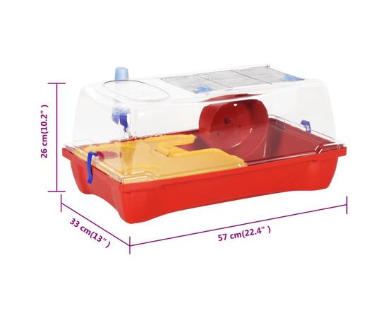 Cușcă pentru hamsteri, roșu, 57x33x26 cm, polipropilenă, 10 image