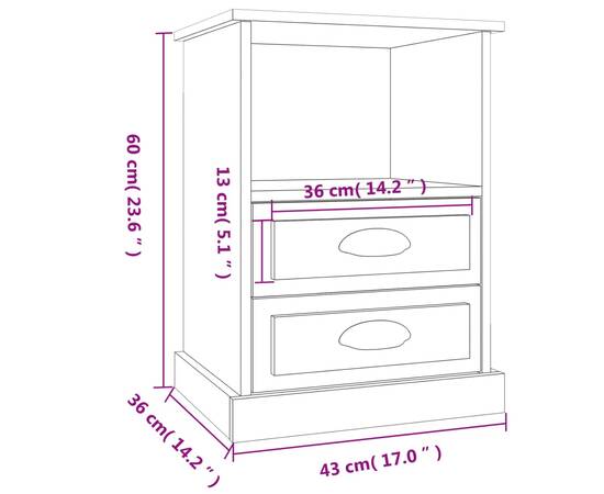 Noptiere, 2 buc., stejar afumat, 43x36x60 cm, 11 image