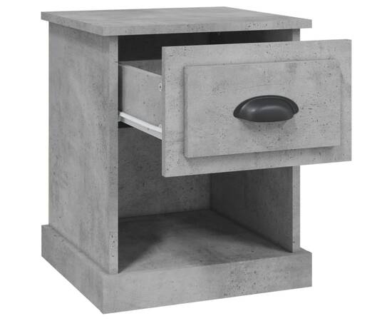 Noptiere, 2 buc, gri beton, 39x39x47,5 cm, lemn prelucrat, 6 image