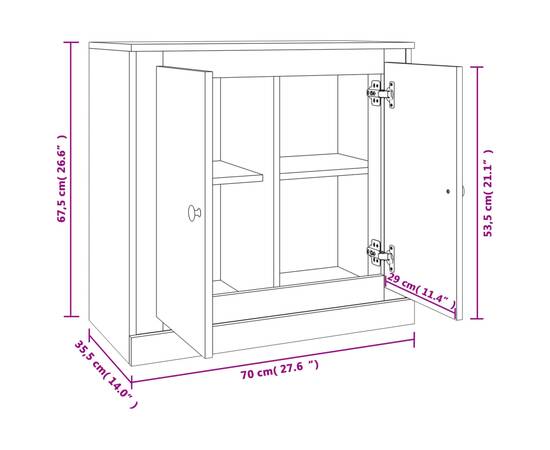 Servantă, gri beton, 70x35,5x67,5 cm, lemn prelucrat, 10 image