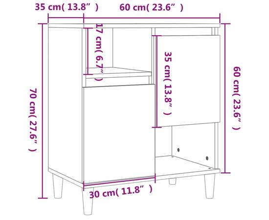 Servante, 3 buc, stejar afumat, 60x35x70 cm, lemn prelucrat, 9 image