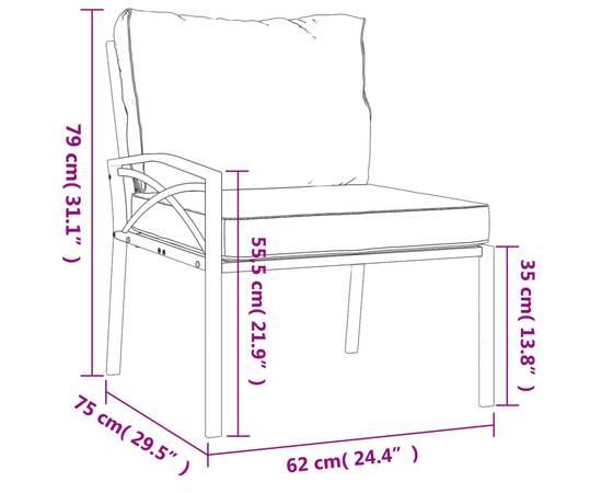 Set mobilier de grădină cu perne nisipii, 7 piese, oțel, 11 image