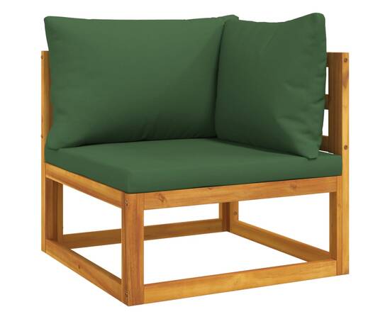 Set mobilier de grădină cu perne verzi, 7 piese, lemn masiv, 4 image