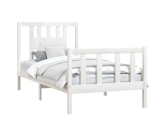 Cadru de pat cu tăblie, 90x200 cm, lemn masiv de pin, 3 image