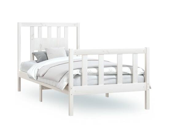 Cadru de pat cu tăblie, 90x200 cm, lemn masiv de pin, 2 image