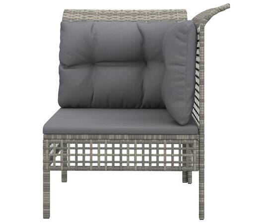 Canapea de colț cu pernă de grădină, gri, poliratan, 5 image