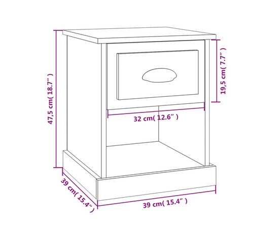 Noptieră, stejar afumat, 39x39x47,5 cm, lemn prelucrat, 10 image