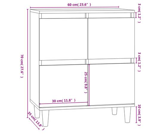 Servantă, gri beton, 60x35x70 cm, lemn prelucrat, 10 image