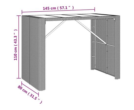 Set bar de grădină, 7 piese, cu perne, negru, poliratan, 7 image