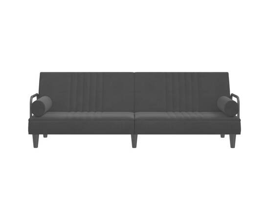 Canapea extensibilă cu cotiere, negru, catifea, 4 image
