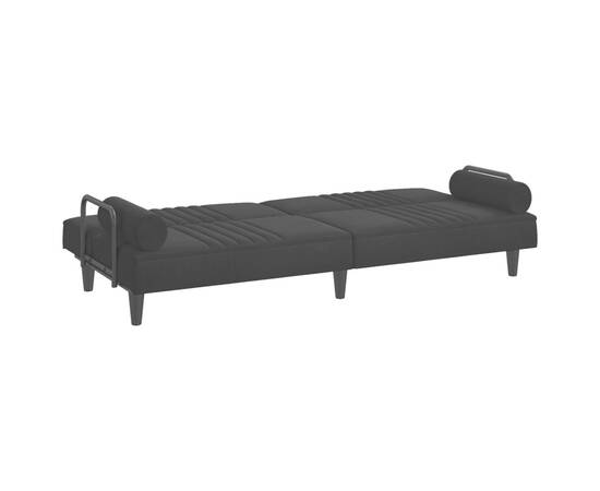 Canapea extensibilă cu cotiere, negru, catifea, 7 image