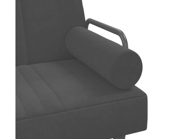 Canapea extensibilă cu cotiere, negru, catifea, 9 image