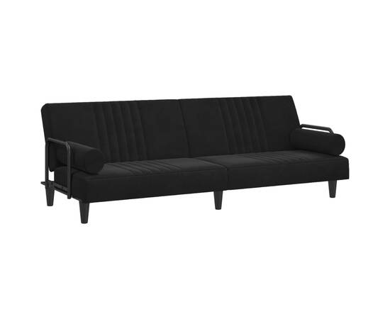 Canapea extensibilă cu cotiere, negru, catifea, 2 image