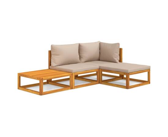 Set mobilier de grădină cu perne gri taupe, 4 piese, lemn masiv, 2 image