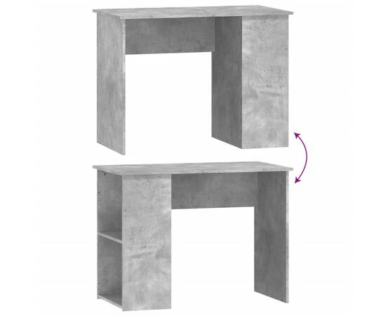 Birou, gri beton, 100x55x75 cm, lemn prelucrat, 6 image