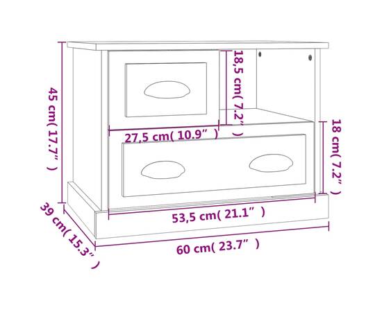 Noptieră, stejar maro, 60x39x45 cm, 11 image