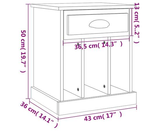 Noptiere, stejar sonoma, 43x36x50 cm, 10 image