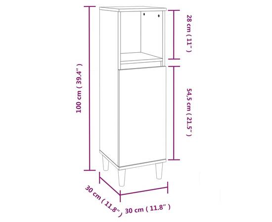 Set mobilier de baie, 3 piese, gri beton, lemn compozit, 11 image