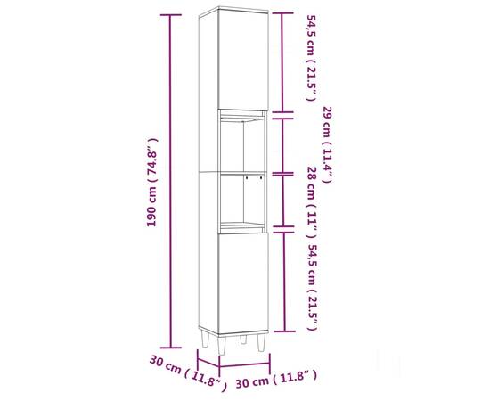 Set mobilier de baie, 3 piese, gri beton, lemn compozit, 10 image