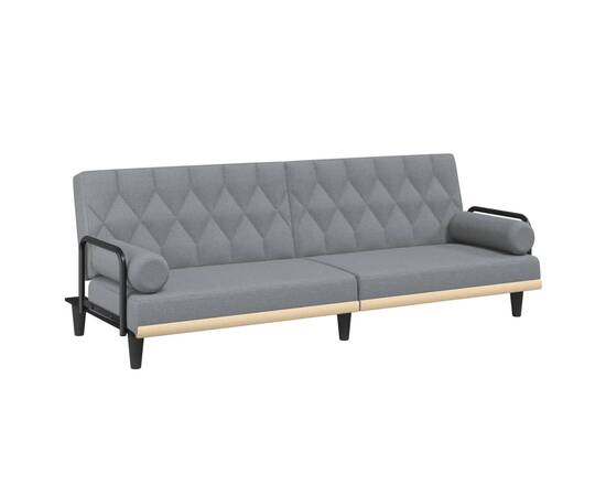 Canapea extensibilă cu cotiere, gri deschis, textil, 2 image