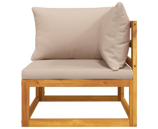Canapele colț modulare, 2 buc, perne taupe, lemn masiv acacia, 4 image