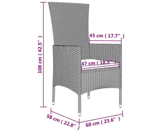 Set de masă pentru grădină, 9 piese, cu perne, bej, poliratan, 9 image