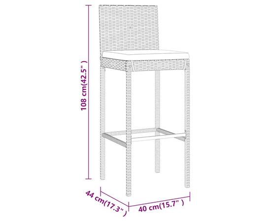 Set mobilier bar de grădină cu perne, 7 piese, gri, poliratan, 8 image