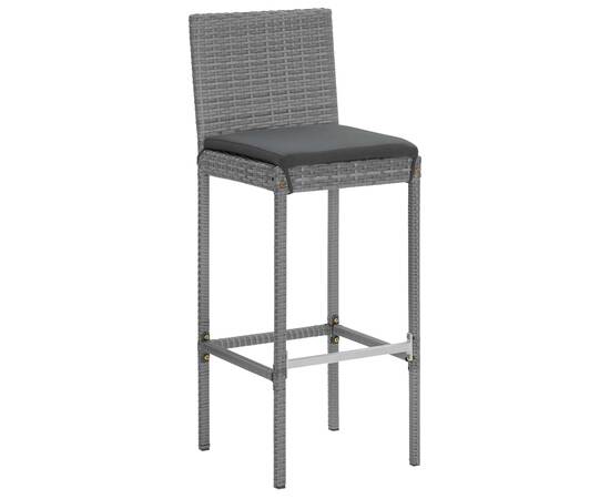 Set mobilier bar de grădină cu perne, 7 piese, gri, poliratan, 5 image