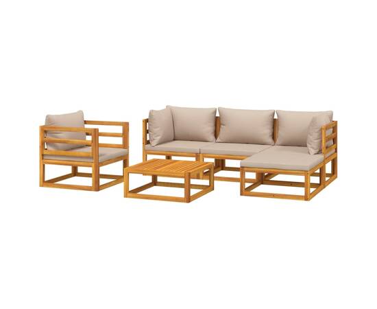 Set mobilier de grădină cu perne gri taupe, 6 piese, lemn masiv, 3 image