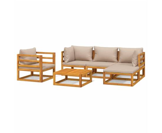 Set mobilier de grădină cu perne gri taupe, 6 piese, lemn masiv, 2 image