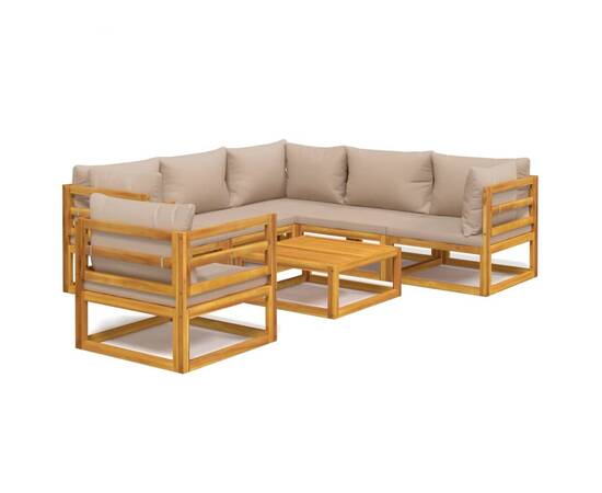 Set mobilier de grădină cu perne gri taupe, 7 piese, lemn masiv, 2 image