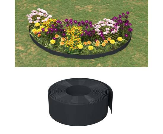 Borduri de grădină, 2 buc, negru, 10 m 20 cm, polietilenă