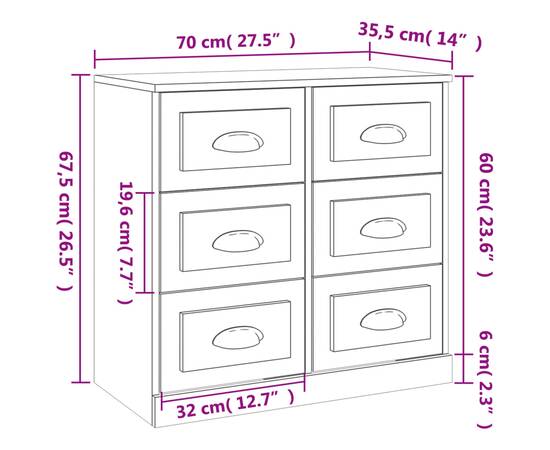 Servantă, gri sonoma, 70x35,5x67,5 cm, lemn prelucrat, 10 image