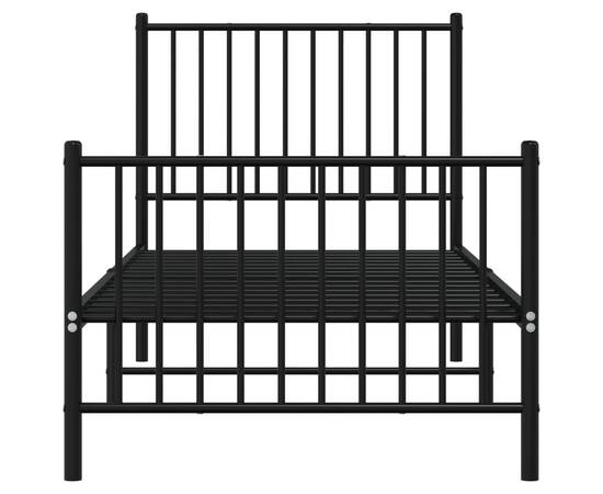 Cadru pat metalic cu tăblii de cap/picioare, negru, 80x200 cm, 5 image