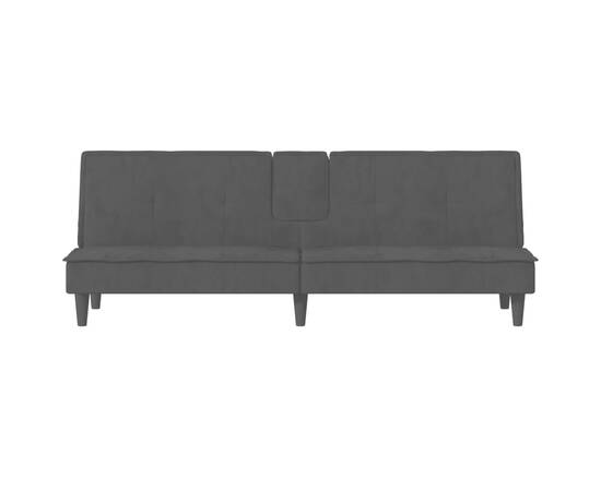 Canapea extensibilă cu suporturi de pahare, negru, catifea, 5 image