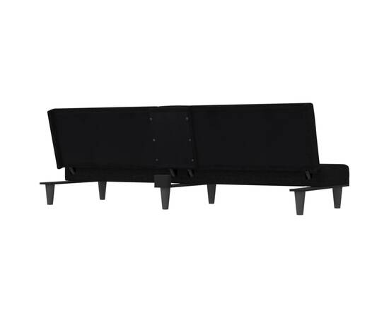 Canapea extensibilă cu suporturi de pahare, negru, textil, 7 image