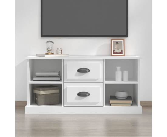 Comodă tv, alb, 99,5x35,5x48 cm, lemn prelucrat