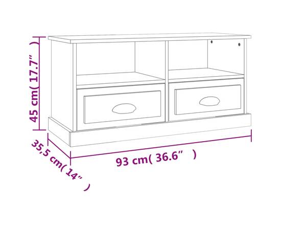 Comodă tv, alb extralucios, 93x35,5x45 cm, lemn prelucrat, 10 image