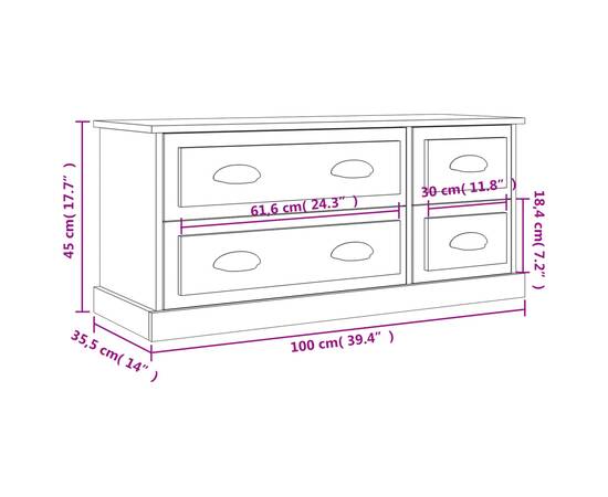 Comodă tv, gri beton, 100x35,5x45 cm, lemn prelucrat, 10 image