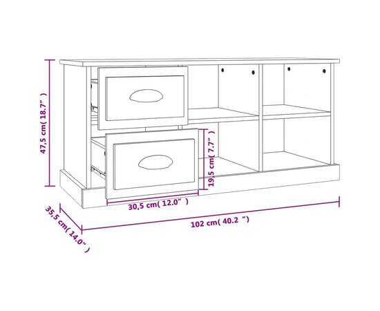 Comodă tv, gri beton, 102x35,5x47,5 cm, lemn prelucrat, 11 image