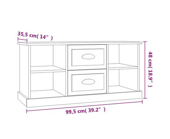 Comodă tv, gri beton, 99,5x35,5x48 cm, lemn prelucrat, 9 image