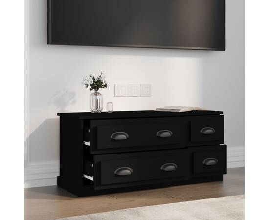 Comodă tv, negru, 100x35,5x45 cm, lemn prelucrat, 3 image