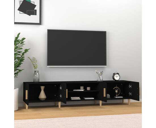Comodă tv, negru, 180x31,5x40 cm, lemn prelucrat, 3 image